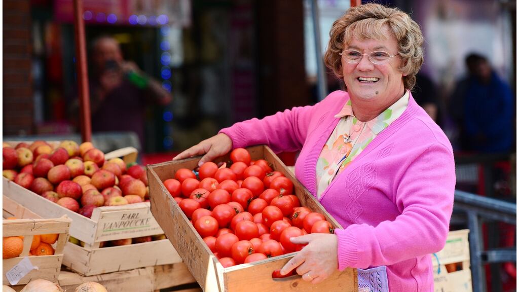 Brendan O’Carroll pictured on Dublin’s Moore Street during filming of ‘Mrs Brown’s Boys D’Movie’. Photograph: Bryan O’Brien/The Irish Times