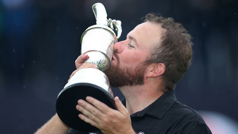 Shane Lowry celebrates with the Claret Jug after winning The Open Championship 2019 at Royal Portrush Golf Club. The Open returns to the Antrim venue this year. Photograph: David Davies/PA