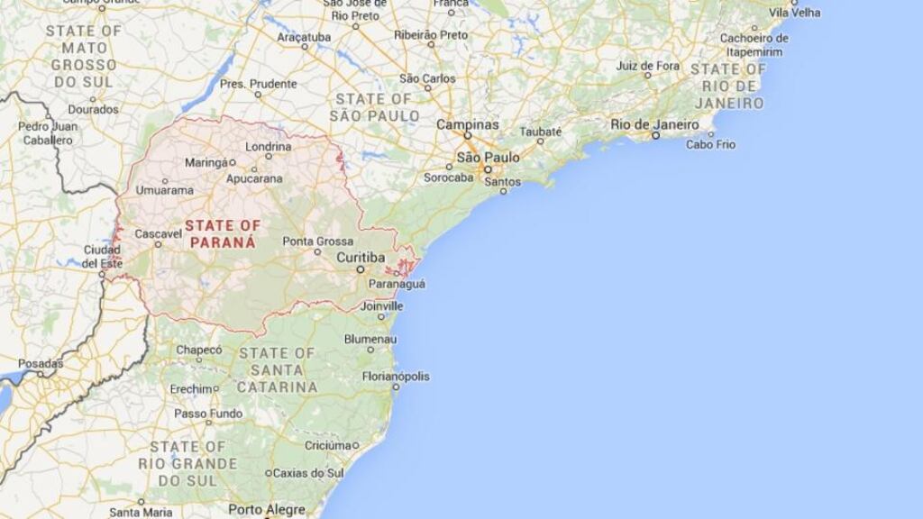 A passenger bus plunged off a cliff in the southern Brazilian state of Santa Catarina on Saturday, killing more than 40 people, emergency response officials said. It was en route to Parana State when the incident occurred. Image: Google maps.