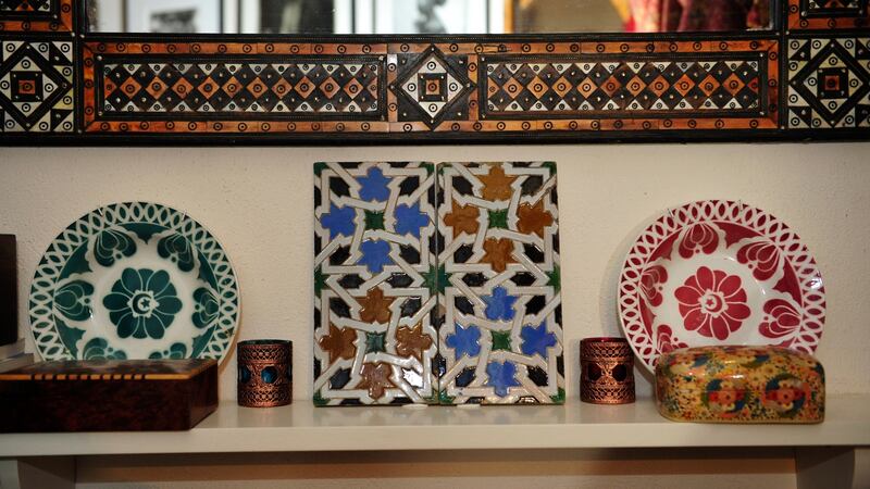 A tile from Marrakesh in Michael Mortell’s ‘Moroccan room’. Photograph: Aidan Crawley