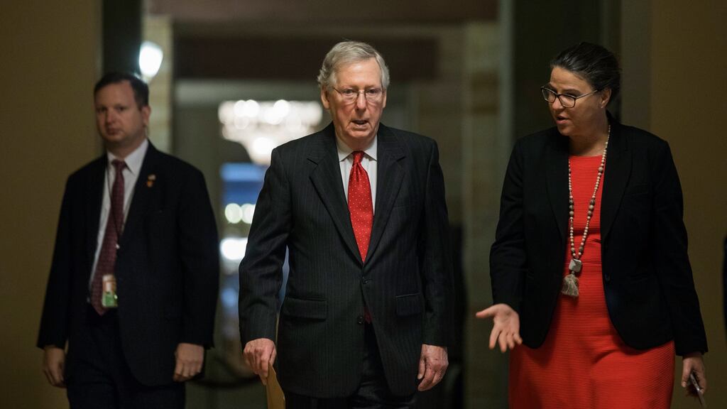 Republican senate majority leader Mitch McConnell walks to the Senate floor in the US Capitol in Washington, DC. Photograph: Jim Lo Scalzo/EPA
