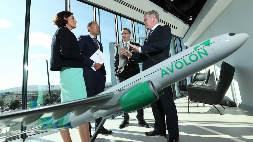 Pictured last year at the official launch of Avolon’s new global head office in Ballsbridge were Fine Gael TD Kate O’Connell, Taoiseach Leo Varadkar, John Higgins, Avolon’s president and chief commericial officer, and Dómhnal Slattery, Avolon’s chief executive. Photograph: Robbie Reynolds