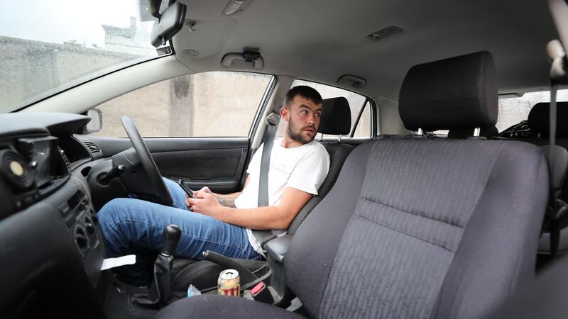 Richard Kennedy from Maynooth waits for his wife outside the Coombe Hospital. In a follow-up text, he says the scan “went great”. Photograph: Nick Bradshaw/The Irish Times