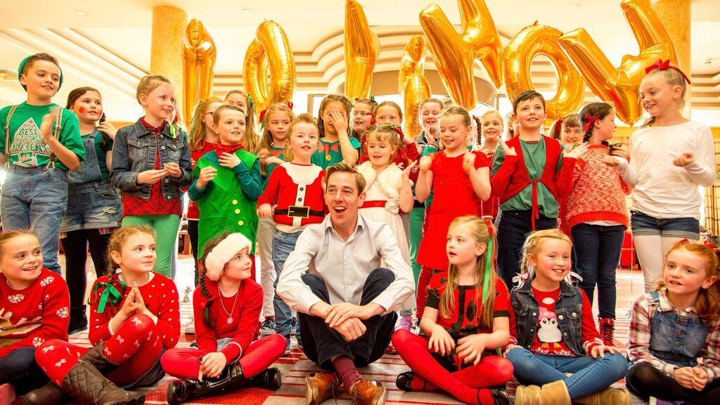 Ryan Tubridy with Donegal’s Blue Ribbon Choir as they audition in the Radisson Hotel, Sligo, earlier this month for a spot on RTÉ’s ‘Late Late Toy Show’. Photograph: James Connolly