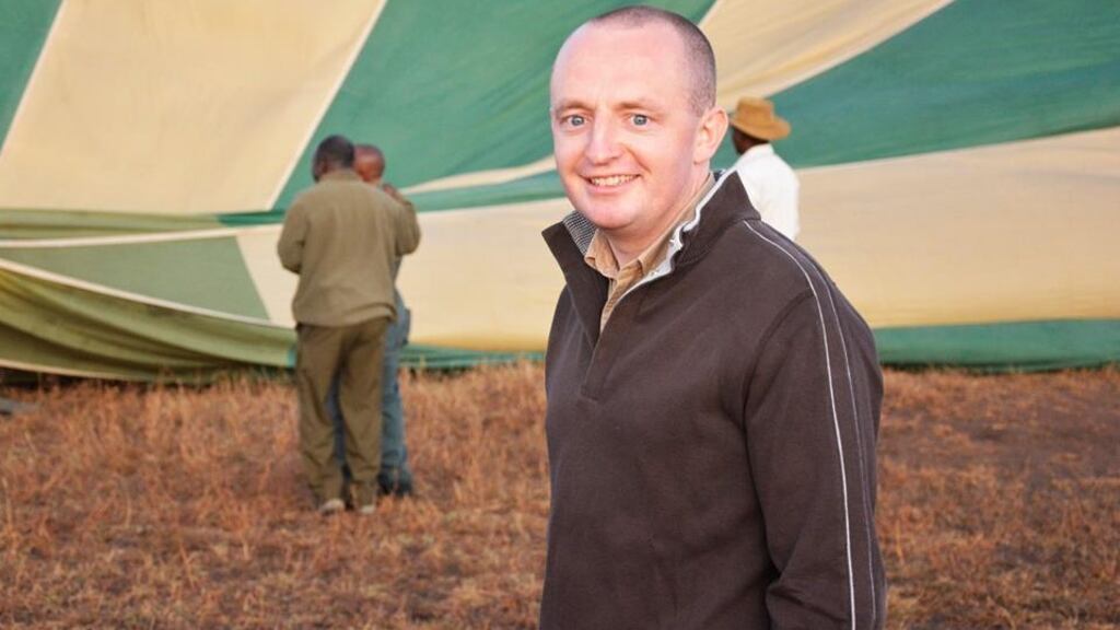 Martin Cody preparing for a hot air balloon safari over the Serengetti National Park