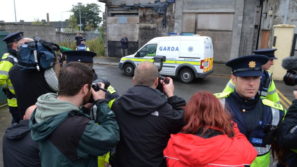 The scene outside Longford courthouse yesterday morning. Photograph: Cyril Byrne/The Irish Times