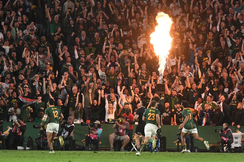 Springbok supporters show their passion during The Rugby Championship clash against New Zealand at Ellis Park in Johannesburg in 2022. Photograph: Sydney Seshibedi/Gallo Images/Getty Images