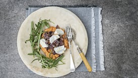 Soft smoked polenta with easy caponata and Knockalara cheese