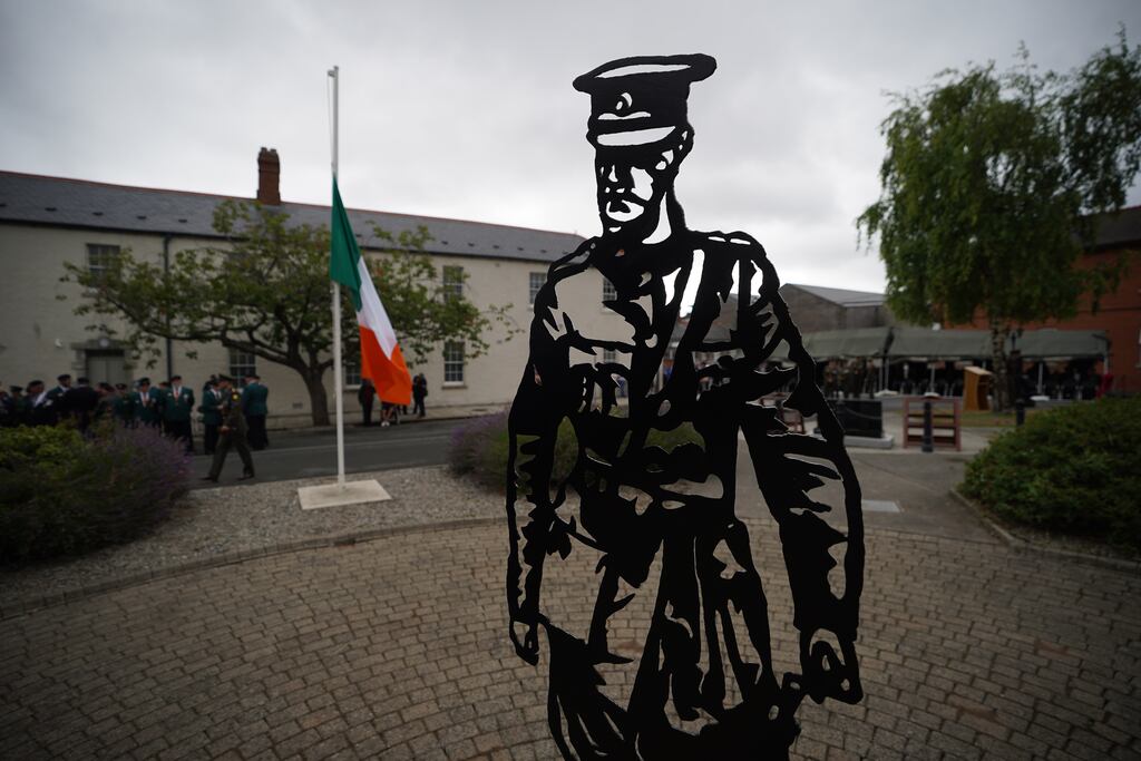 A metal sculpture of Gen Michael Collins at Cathal Brugha Barracks Military Museum, Dublin. Photograph: Niall Carson/PA
