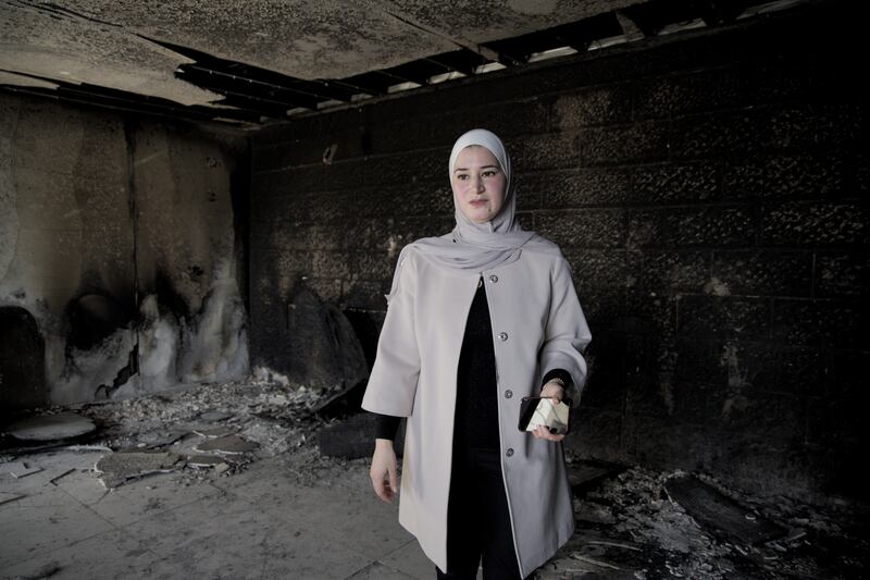 Ruba Abu Alsoud in the home of her mother-in-law in Huwara. Abu Alsoud's home was also attacked by Israeli settlers on February 26th. Photograph: Tom Clarke