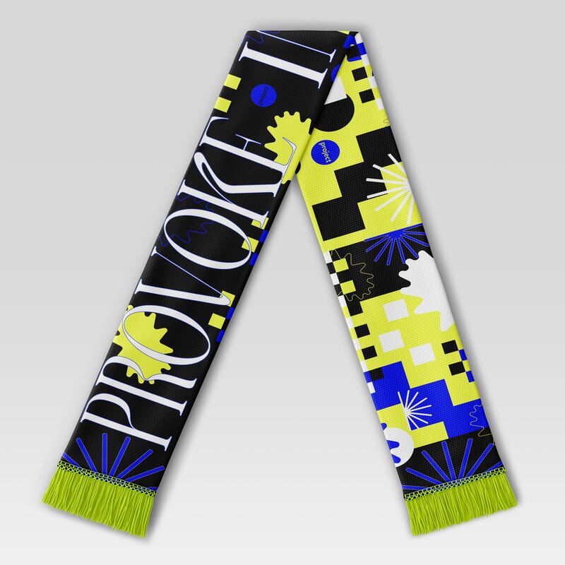 Orla King's football-fan style scarf for Project Arts Centre