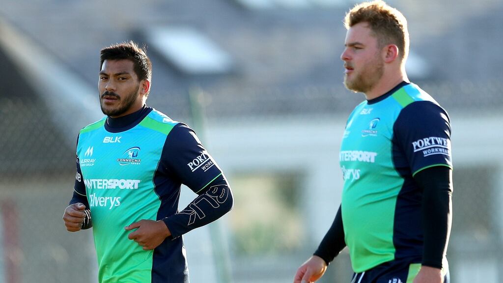Pita Ahki and Finlay Bealham are both in the Connacht team for the trip to Italy. Photograph: James Crombie/Inpho
