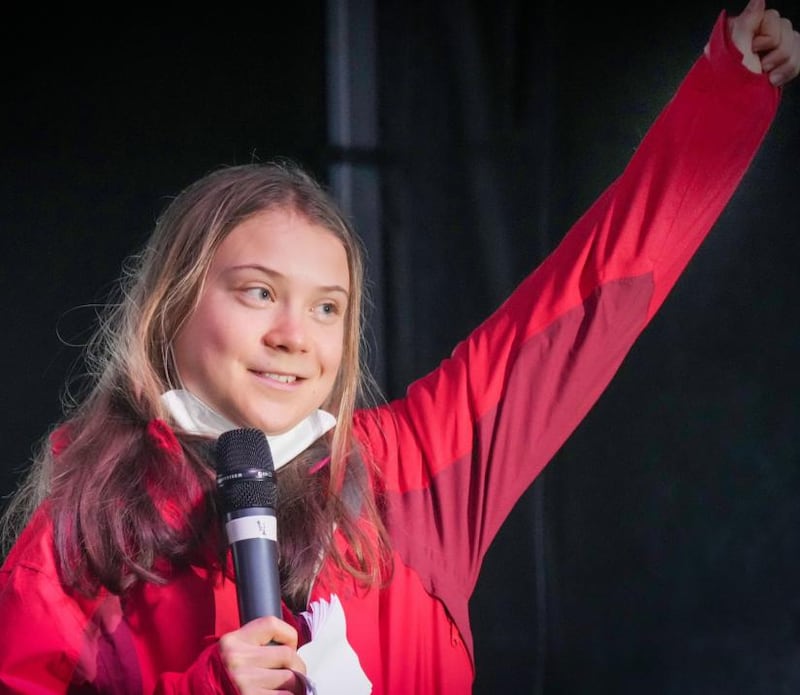 Climate activist Greta Thunberg speaks at a the “Fridays For Future” climate rally during Cop26 in Glasgow, Scotland. Photograph: Christopher Furlong/Getty Images