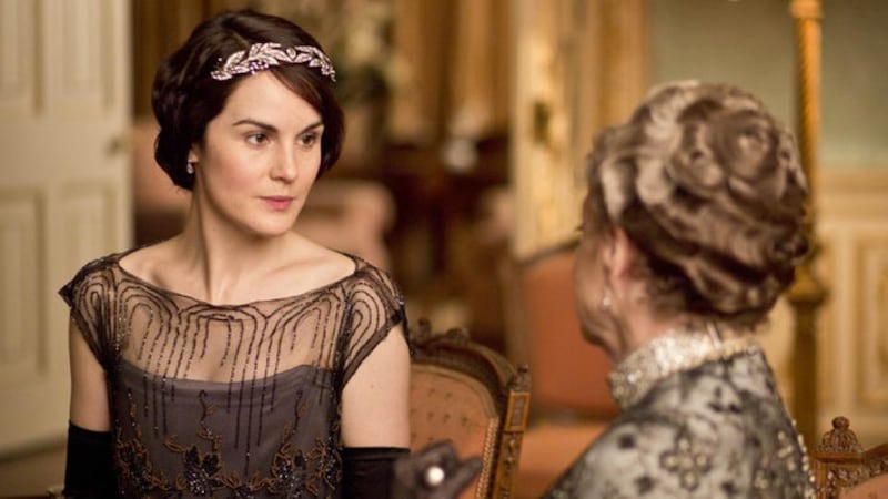 Headband alert: Michelle Dockery as Lady Mary and Maggie Smith as Violet in 'Downton Abbey'