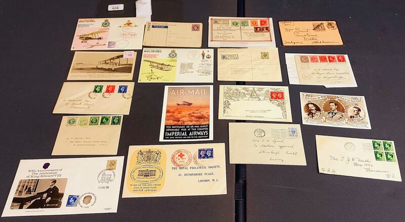 Mixed lot of airmail-related postcards including a signed card by Oliver Philpot