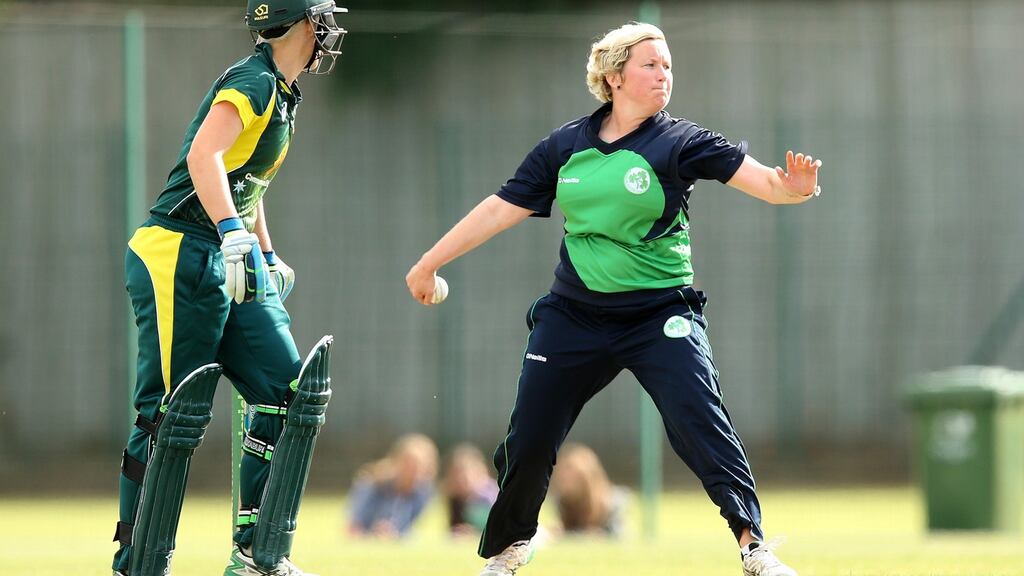 Ireland leg-spinner Ciara Metcalfe took four wickets in the defeat to Sri Lanka at the Women’s World Twenty20. Photograph: Ryan Byrne/Inpho