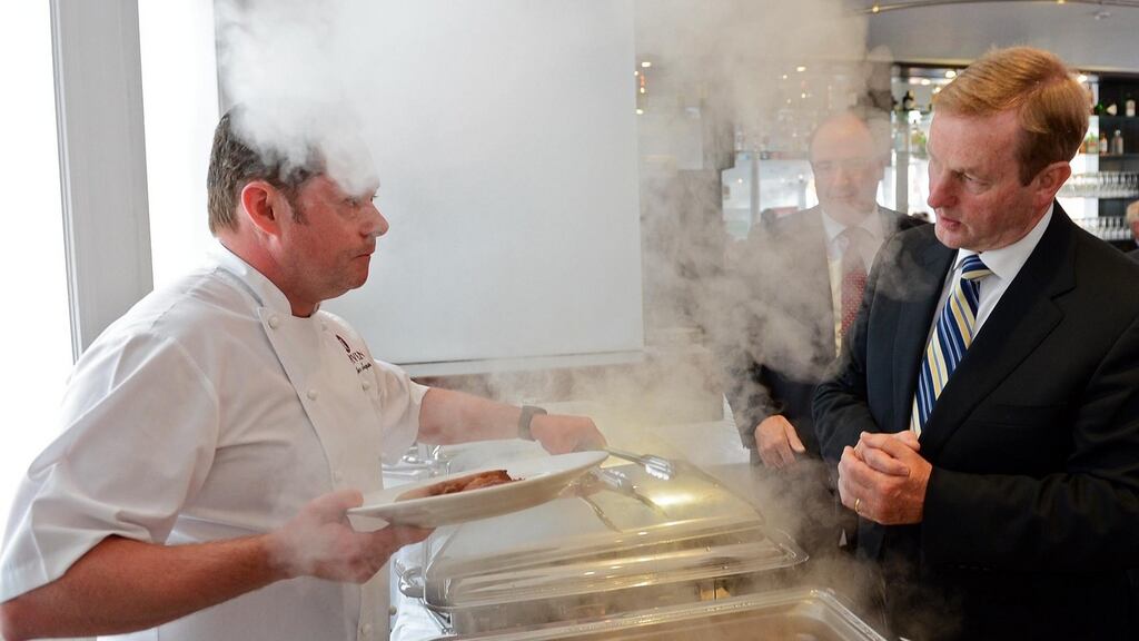 Taoiseach Enda Kenny is served breakfast by chef Neven Maguire at the launch of Taste of Cavan. Photograph: Eric Luke/The Irish Times