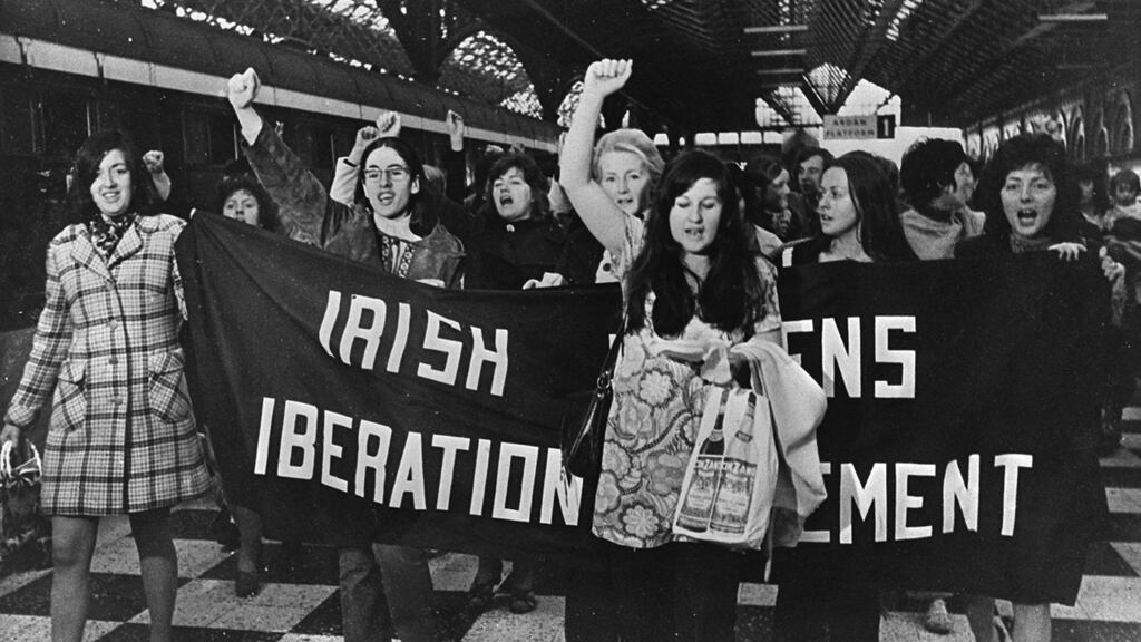Women on the platform of Connolly Station, Dublin, in 1971 prior to boarding the Belfast train to buy contraceptives, which were illegal in the Republic in the 1970s and 1980s. Photograph: The Irish Times
