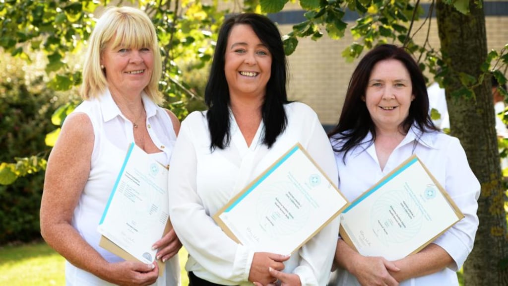 Assumpta Lawlor, Elaine Healy and Patricia O’Rourke, all from Tallaght, with their Certificates in Health Service Skills, at the Centre for Learning and Development at Tallaght Hospital. Photograph: Eric Luke / The Irish Times