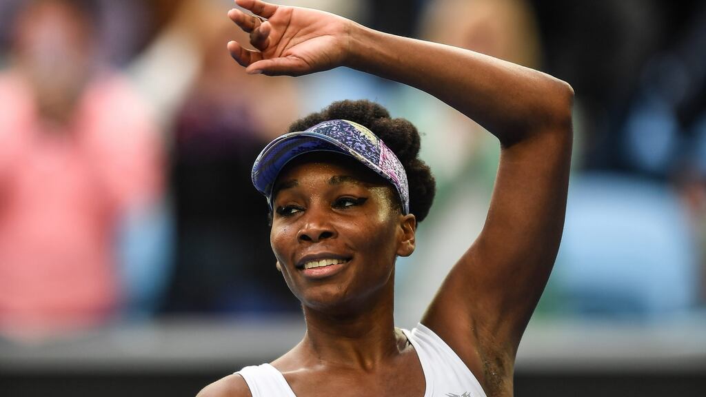 Venus Williams celebrates her victory over Ying-Ying Duan in the third round of the women’s singles at the Australian Open in Melbourne. Photograph: Filip Singer/EPA