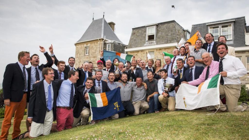 The Irish Cruiser Racing Association team, comprising the crews of Antix, Catapult and Quokka 8, winners of the Brewin Dolphin Commodores’ Cup at Cowes. Photograph: David Branigan/Oceansport