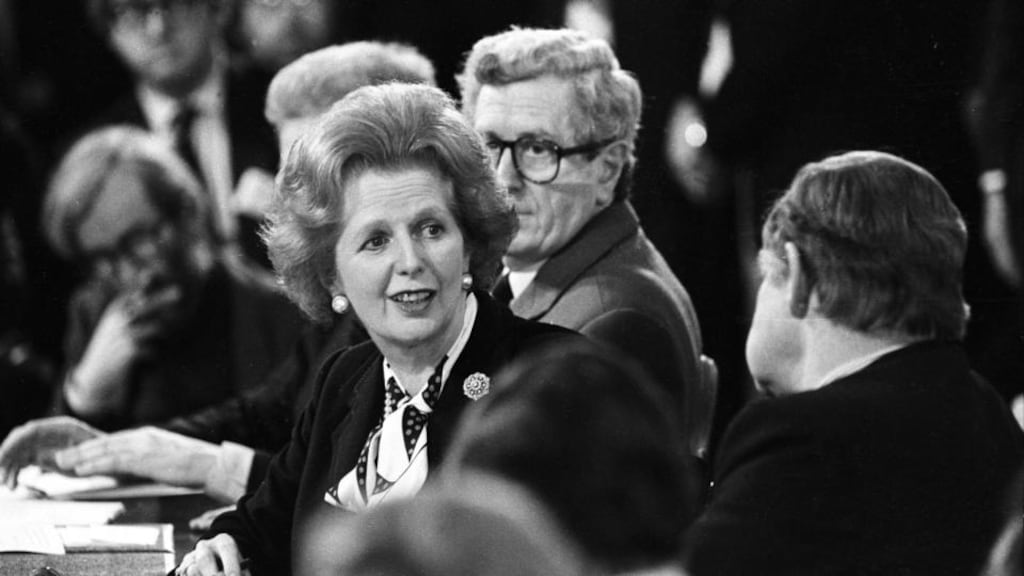 Garret FitzGerald and Margaret Thatcher at the signing of the Anglo-Irish agreement in Hillsborough Castle, Co Down, on November 15th, 1985. Photograph: Matt Kavanagh