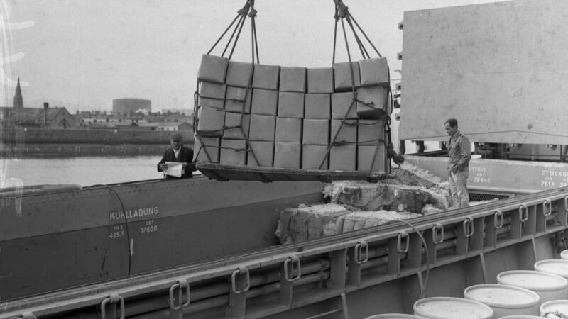 Irish butter being loaded for Germany in 1962. Photograph: Independent News and Media/Getty Images