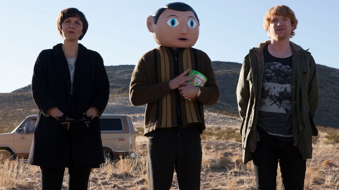 Maggie Gyllenhaal, Michael Fassbender and Domhnall Gleeson in ‘Frank’