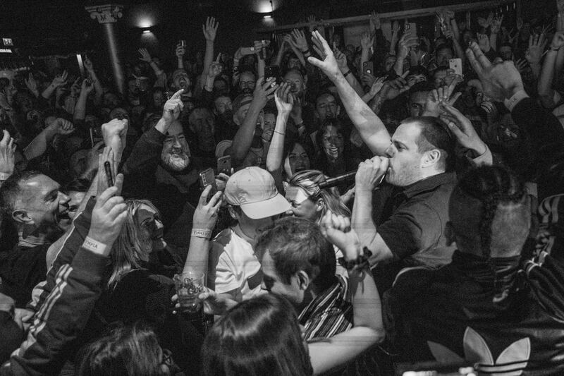 A good portion of the gig is performed from the pit, to the delight of the front row and the chagrin of those in the circle and upper circle.
Photograph: Tom Honan