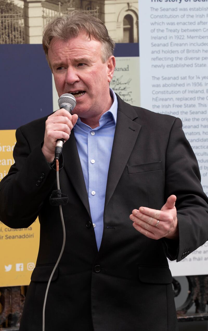 Senator Tom Clonan speaks to members of Physical Impairment Ireland pictured this afternoon at Leinster House for a protest calling on the government to ratify the optional protocal sub agreementof UNCRPD NOW' Disability. Photograph: Picture Colin Keegan
