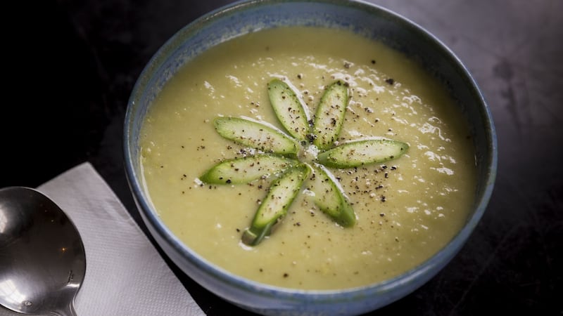 Aly’s asparagus soup. Photograph: Emma Jervis