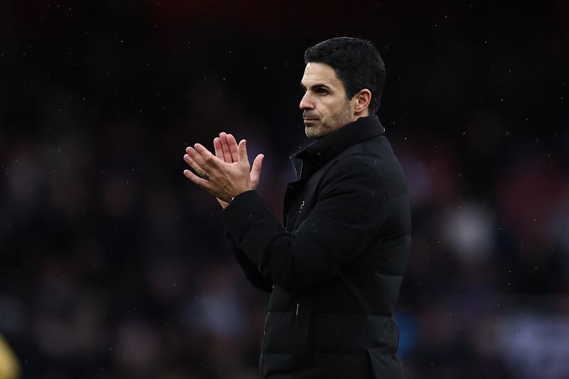 Arsenal manager Mikel Arteta after the win. Photograph: Henry Nicholls/AFP via Getty Images