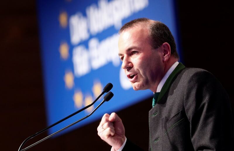 Manfred Weber, member of the Christian Social Union and top candidate of the European People’s Party for the European elections, speaks at the party’s traditional Ash Wednesday meeting in Passau, Germany on March 6th. Photograph: Michael Dalder/Reuters