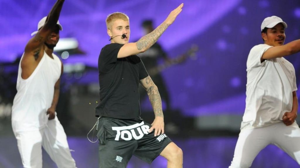 Justin Bieber onstage at the RDS last night on the Dublin leg of his Purpose Tour. Photograph: Dave Meehan