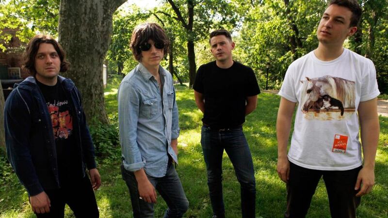 Members of the Arctic Monkeys (L-R) Jamie Cook, Alex Turner, Nick O’Malley and Matt Helders pose for a portrait in New York’s Central Park om 2011. Photograph: Reuters/Jessica Rinaldi