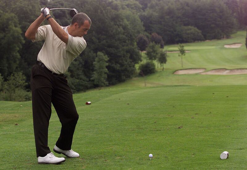Colin Miller of Australia tees off at the Royal Belfast Golf Club, Belfast, Northern Ireland. Photograph: Hamish Blair/Allsport