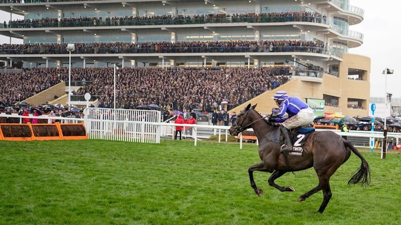 Paul Townend riding Energumene clear the last to win The Betway Queen Mother Champion Chase on day two of The Festival at Cheltenham Racecourse. Photograph: Alan Crowhurst/Getty Images