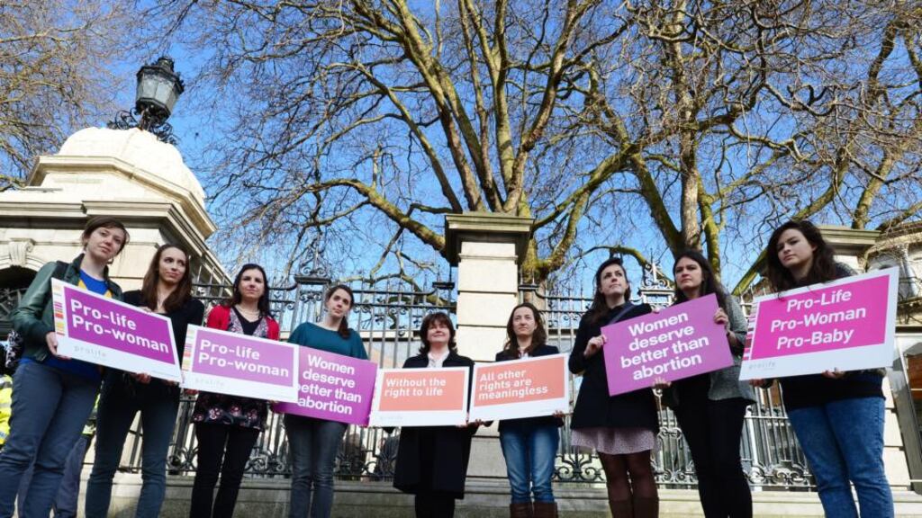 Members of the Pro-Life Campaign in a protest outside the Dáil this week. Photograph: Alan Betson