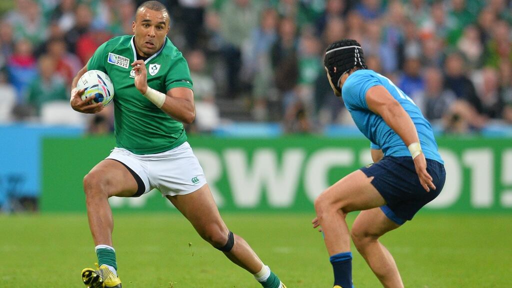 Simon Zebo faces a battle for the fullback berth against France with Rob Kearney. Photograph: Glyn Kirk/AFP/Getty Images