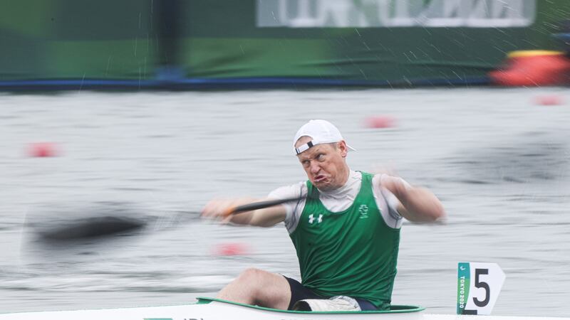Patrick O’Leary won his B Final in the KL3 on Friday morning. Photograph: Tommy Dickson/Inpho