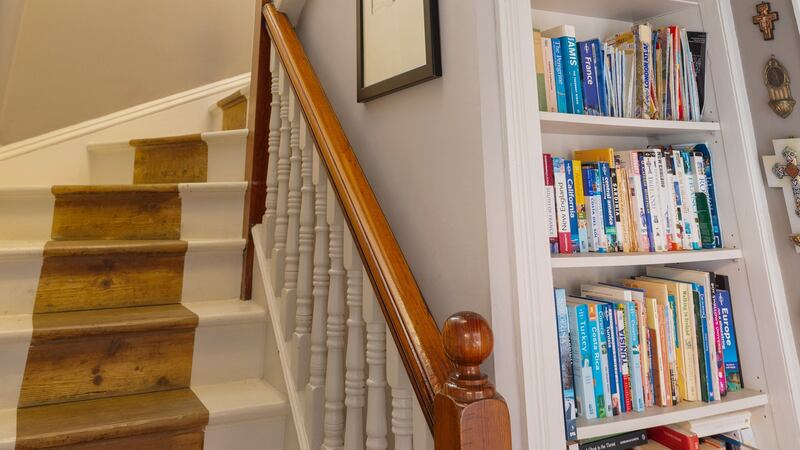 Hall bookshelves