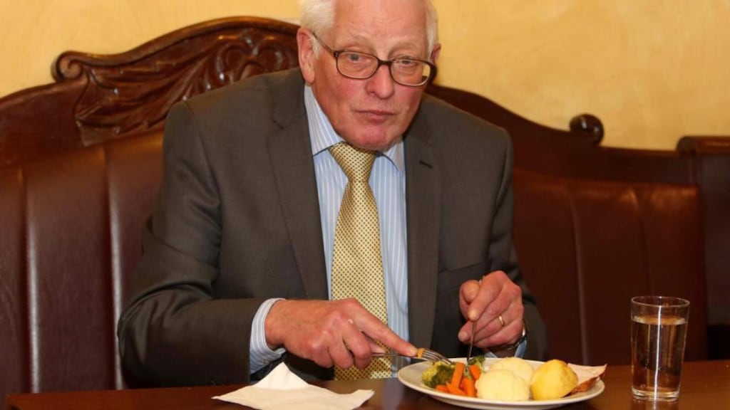 Michael Kilgannon having his last meal at Gullane’s Hotel Ballinasloe, Co Galway, before starting a hunger strike to protest against the closure of Cappataggle Post Office. Photograph: Hany Marzouk