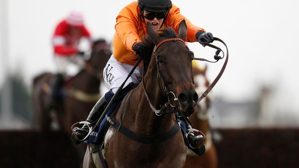Lizzie Kelly became the first woman in Britain to win a Grade One jumps race when coming first at Feltham on Tea For Two. Photograph: Alan Crowhurst/Getty Images.