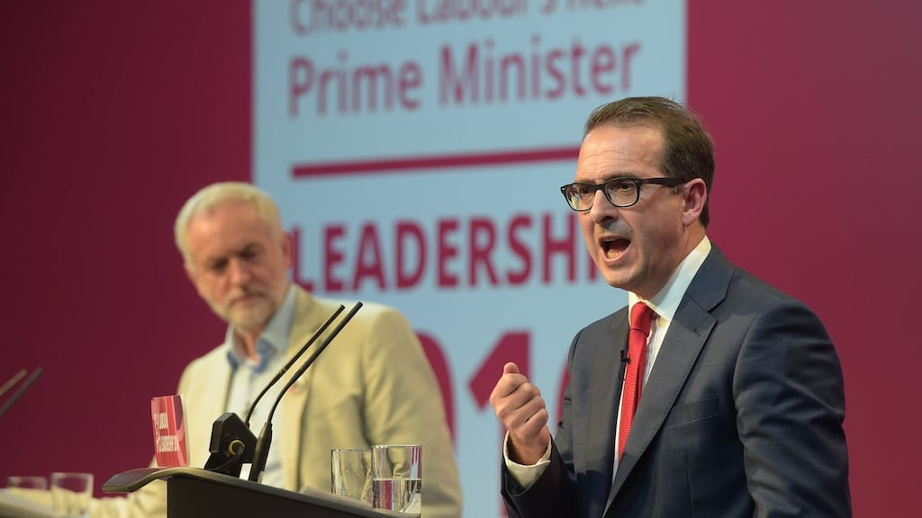 Labour Party leader Jeremy Corbyn and challenger Owen Smith during the first Labour leadership debate in Cardiff last Thursday. A decision to allow the excluded members to vote was seen as more likely to benefit the incumbent, Mr Corbyn. Photograph: Ben Birchall/PA Wire