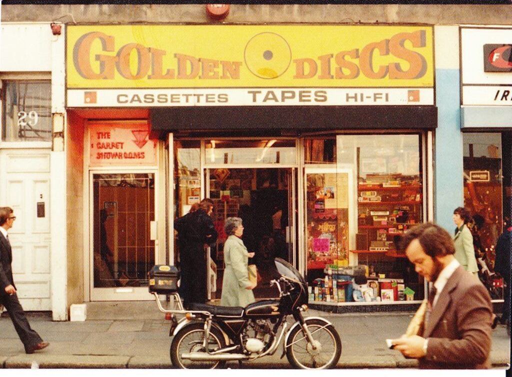 A Golden Discs shopfront from the 1970s. The retailer first spun into life on Dublin’s Tara Street in 1962, when Jack Fitzgerald and Tom Rogers set up Trans-Atlantic Record Agency. Photograph: Golden Discs