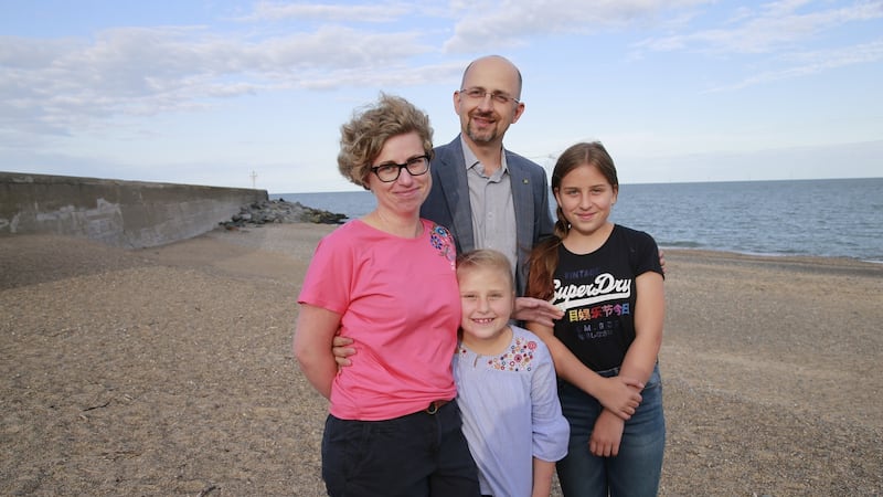Wojciech and Monika Kostka with their children Ewa (8) and Maja (12) in Arklow. Photograph: Nick Bradshaw/The Irish Times