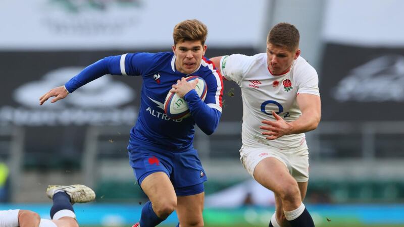 France’s Matthieu Jalibert chased by England’s Owen Farrell during the Autumn Nations Cup finals at Twickenham on December 6th. Photograph: Billy Stickland/Inpho