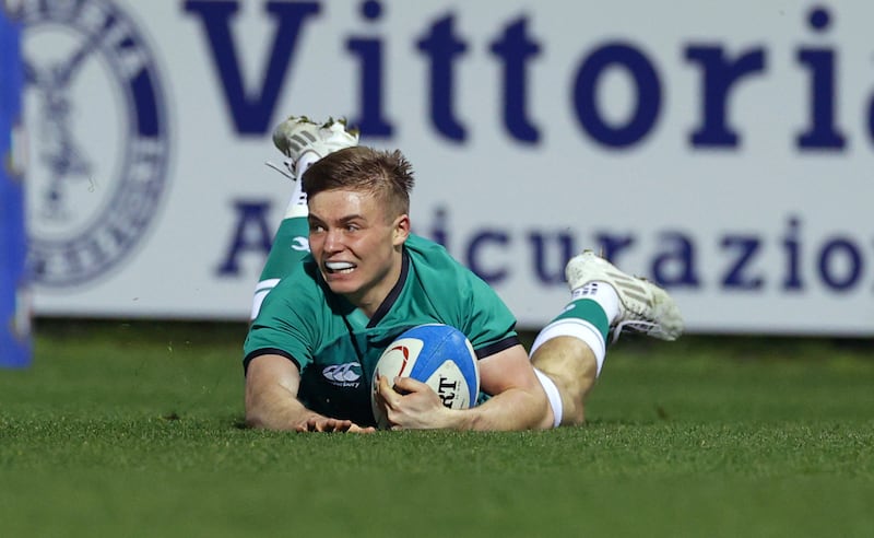 Fintan Gunne: scrumhalf is strong and quick and scored tries in the wins over Scotland and Italy. Photograph: Matteo Ciambelli/Inpho