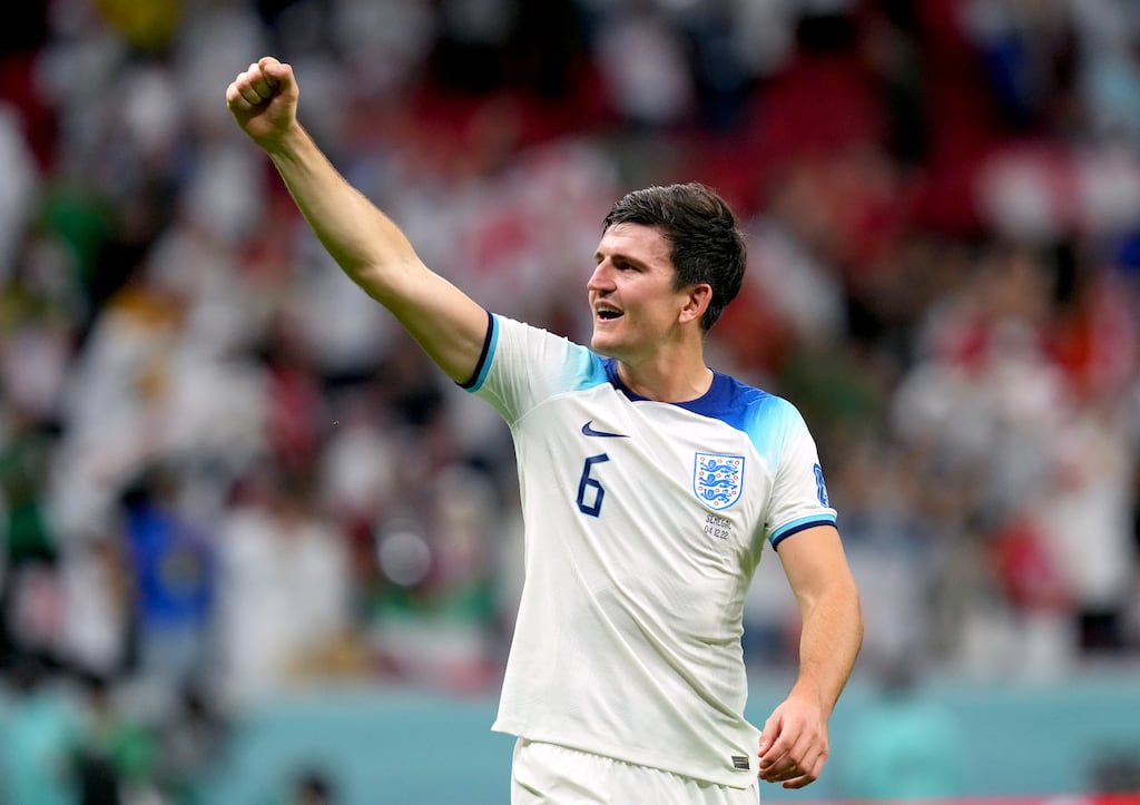 England's Harry Maguire celebrates after defeating Senegal. Photograph: Martin Rickett/PA