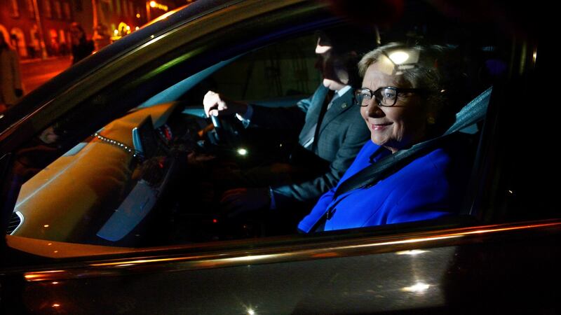Former tánaiste Frances Fitzgerald leaving Government Buildings after her resignation. Photograph: Cyril Byrne